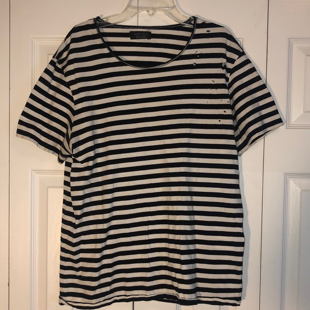 Zara Man black and white striped shirt